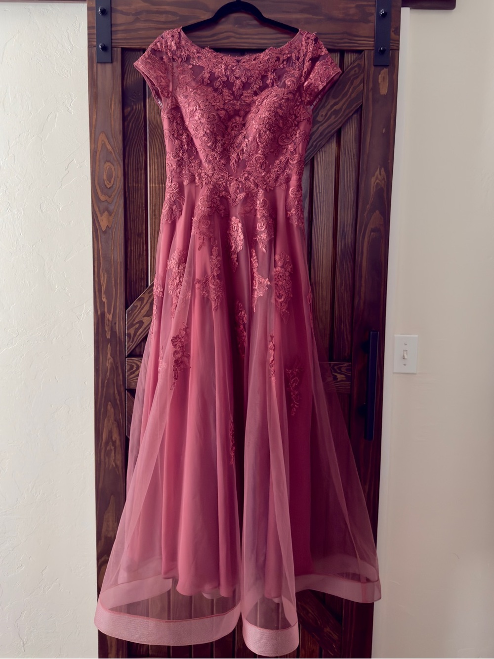 Mother of the Bride/Groom Embellished Rose Formal Dress with Illusion Neckline - Picture 4 of 4